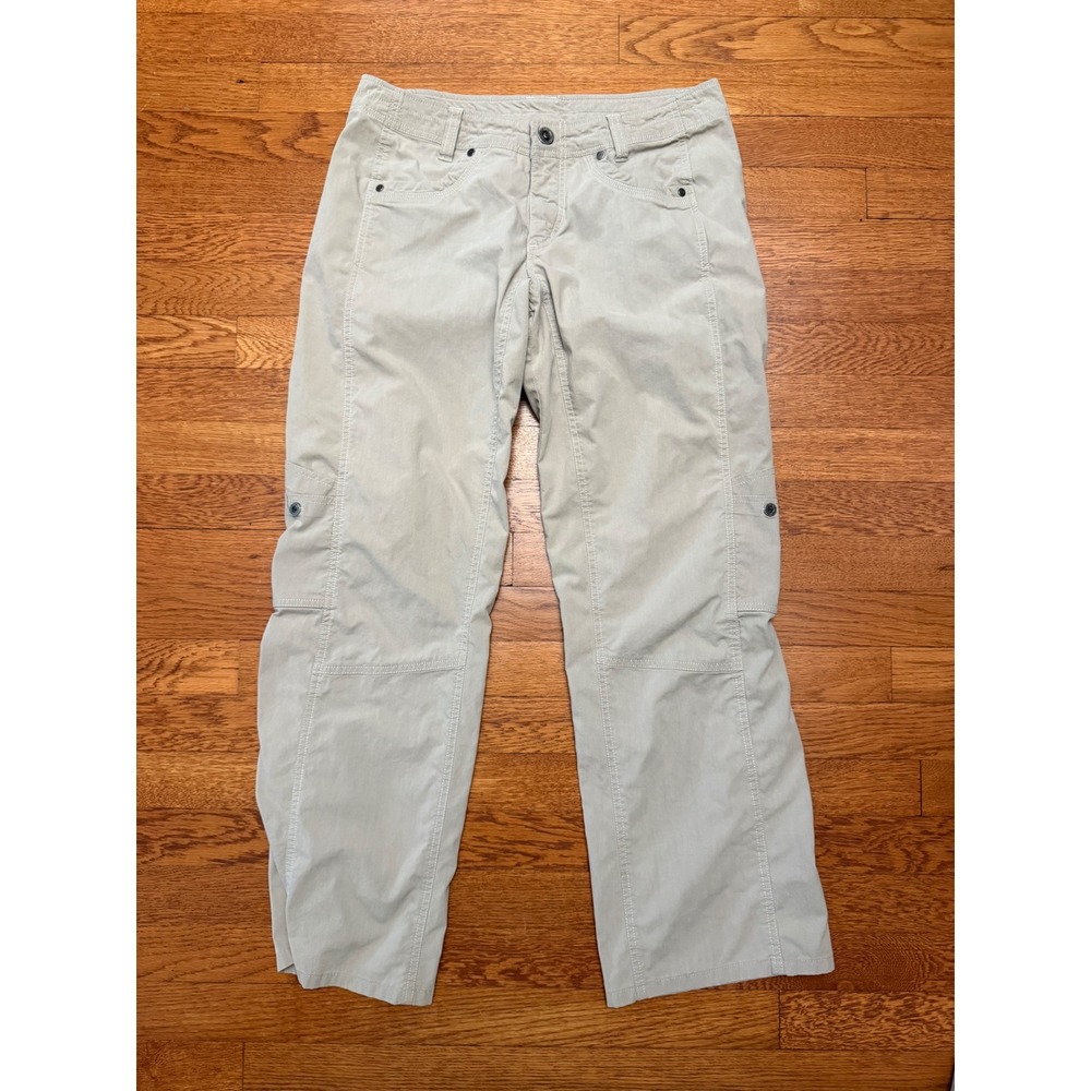 Kuhl Splash Roll Up Pants Size 8 Reg Tan Khaki Straight Leg Hiking Cargo Granola